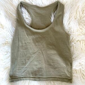 Light Olive Green Cropped Racerback Tank Top